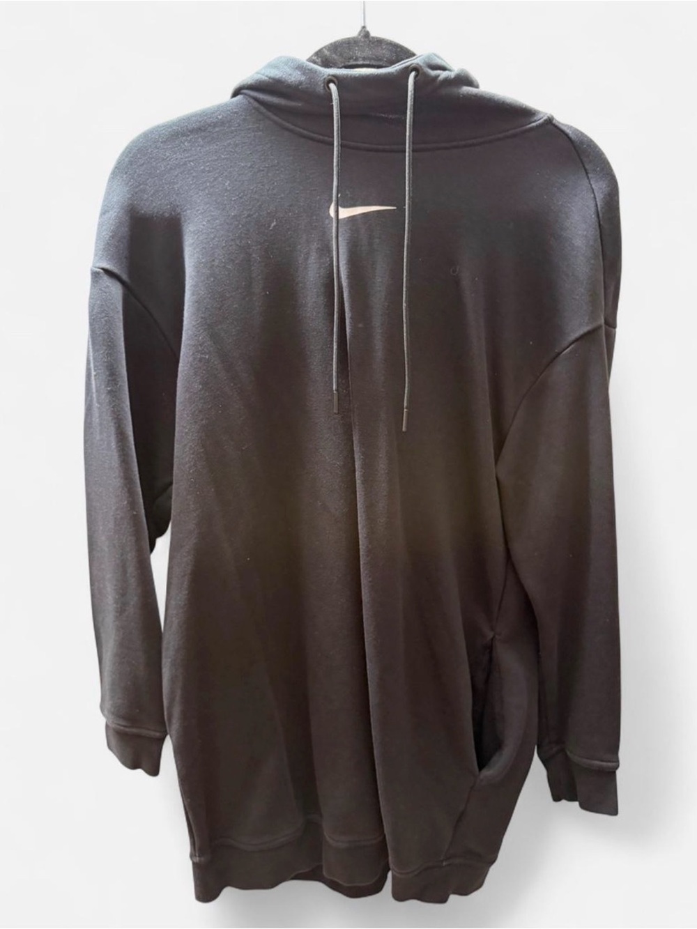 Nike Black Hoodie Dress with White Swoosh Tag